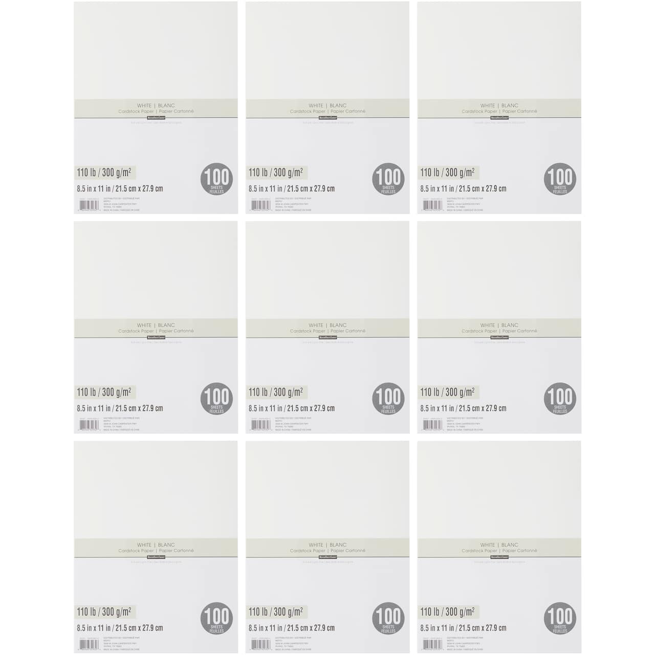 9 Packs: 100 ct. (900 total) White Heavyweight 8.5" x 11" Cardstock Paper by Recollections™